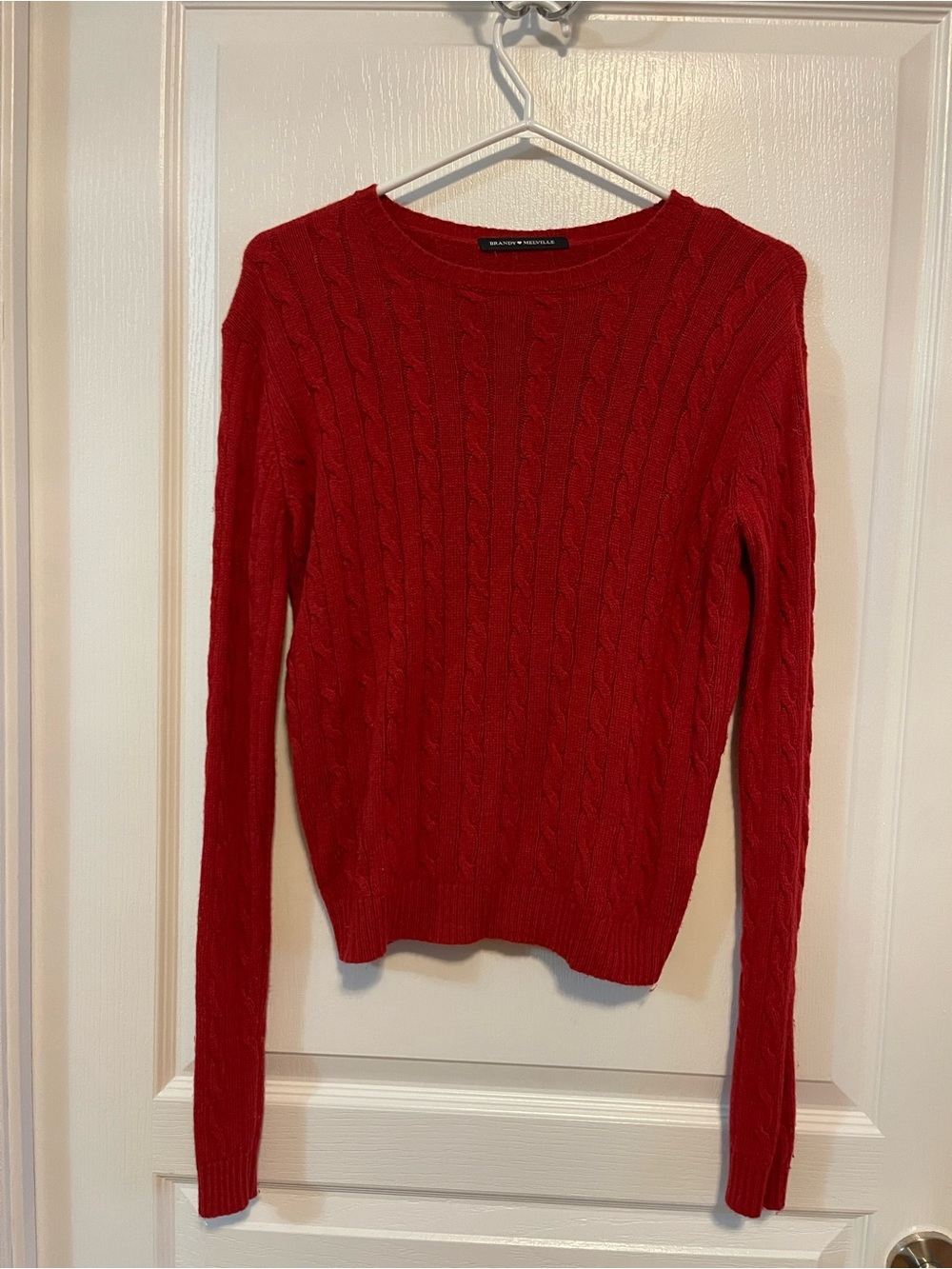 Brandy Melville Red Olsen Wool Cable Knit Sweater